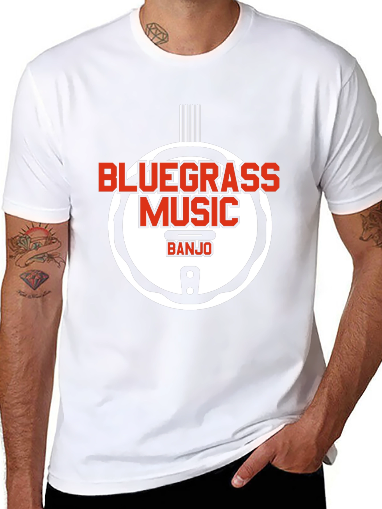 Camiseta Negra Bluegrass Music Banjo Estilo Único