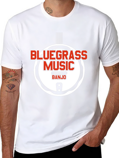 Camiseta Negra Bluegrass Music Banjo Estilo Único