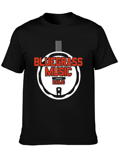 Camiseta Negra Bluegrass Music Banjo Estilo Único