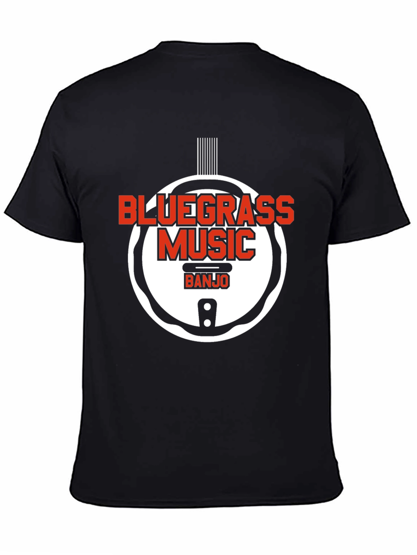 Camiseta Negra Bluegrass Music Banjo Estilo Único