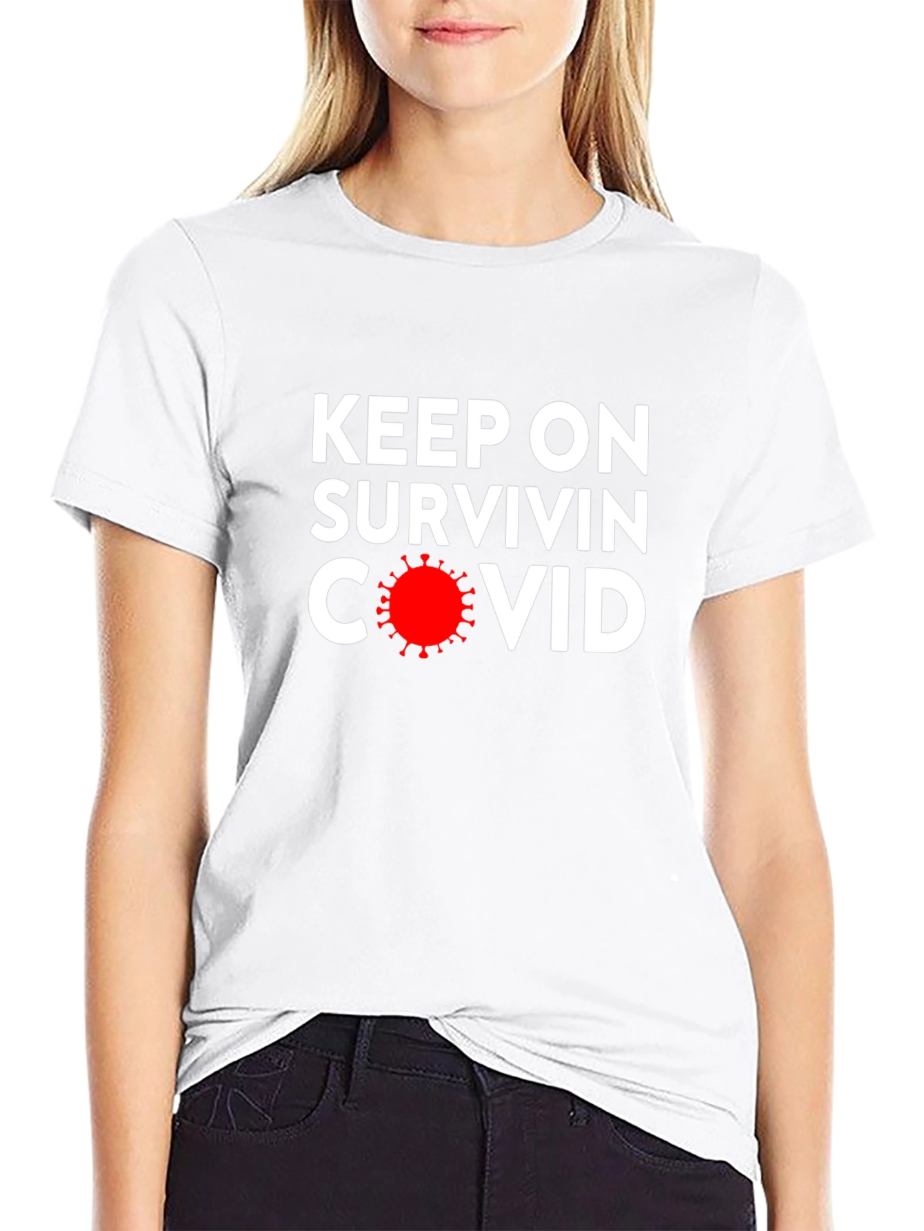Camiseta Negra: Keep On Survivin COVID