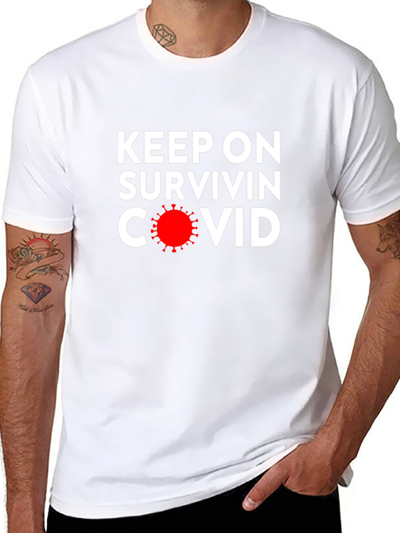 Camiseta Negra: Keep On Survivin COVID