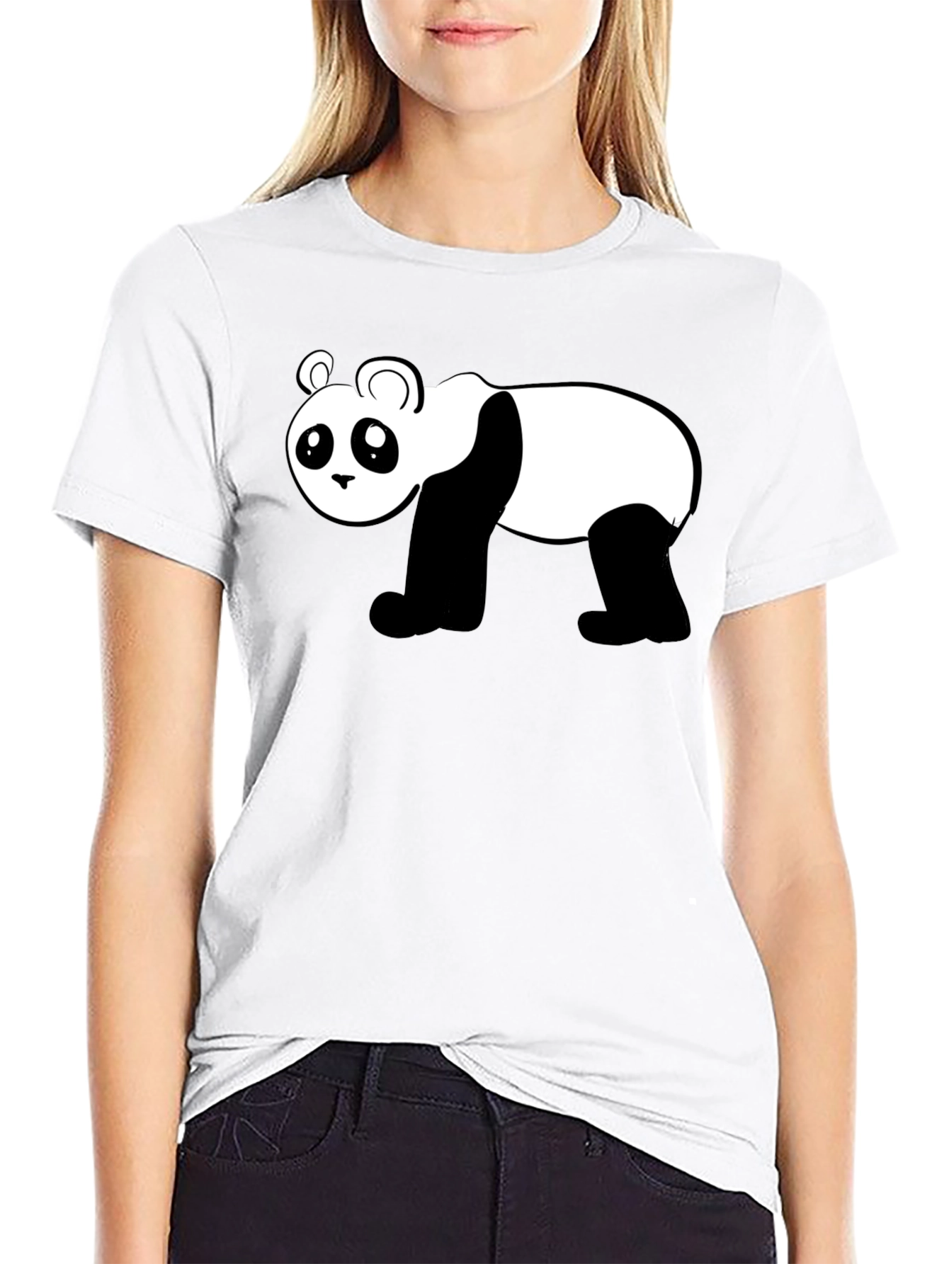 Camiseta Negra con Diseño de Panda Divertido