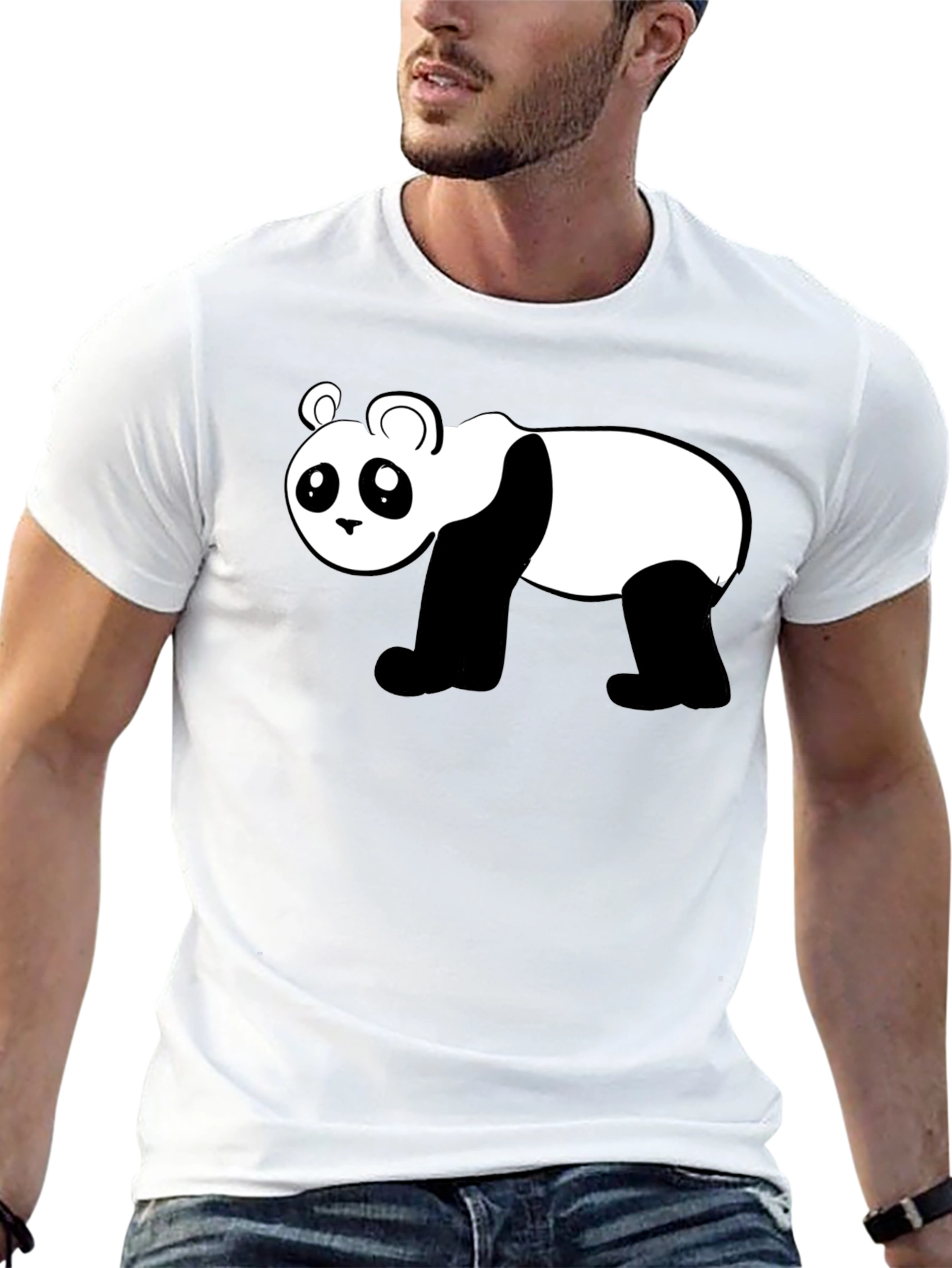 Camiseta Negra con Diseño de Panda Divertido