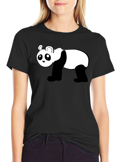 Camiseta Negra con Diseño de Panda Divertido