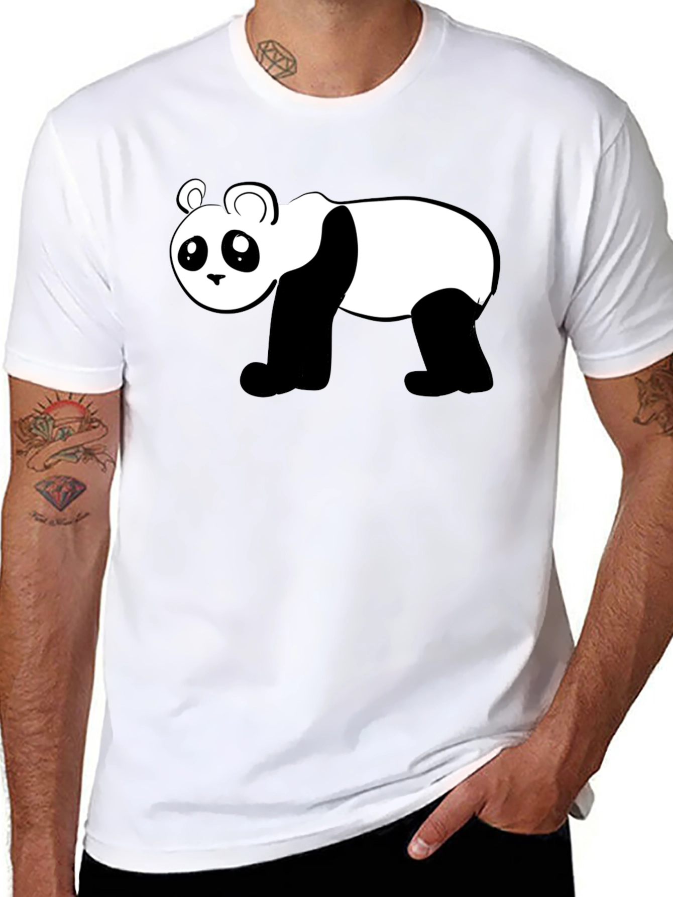 Camiseta Negra con Diseño de Panda Divertido