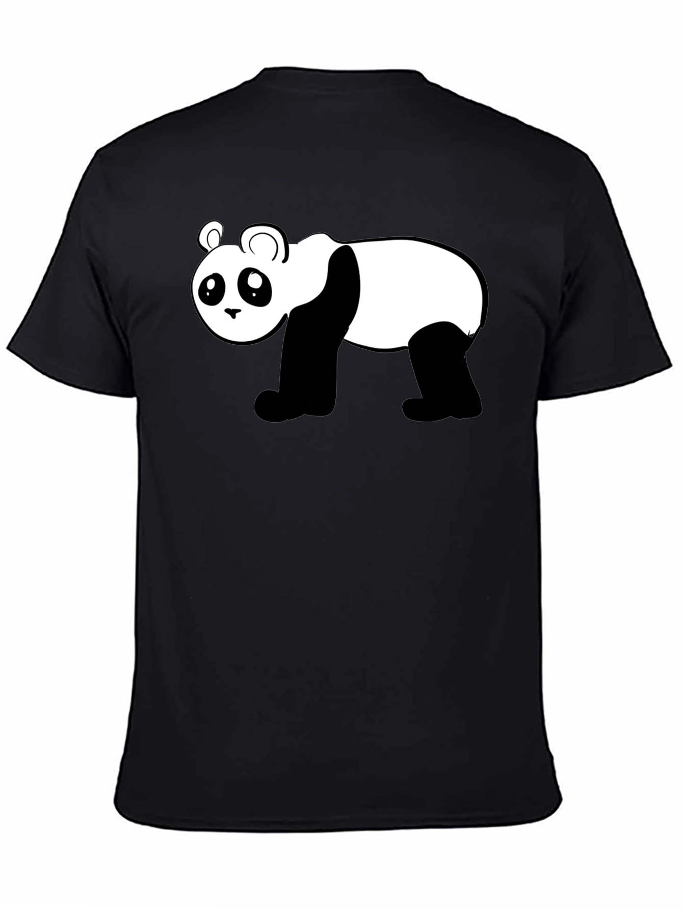 Camiseta Negra con Diseño de Panda Divertido