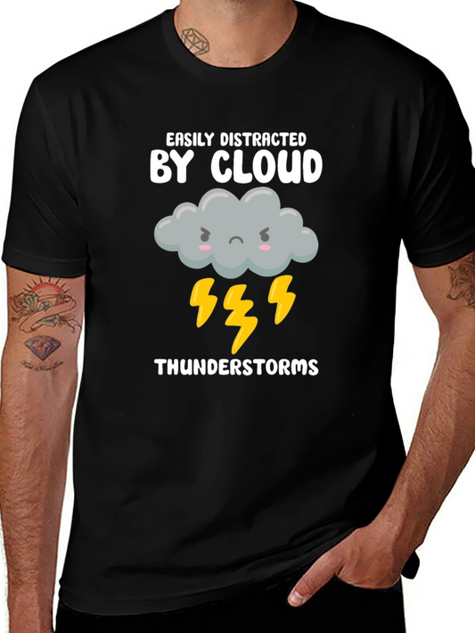 Camiseta Hombre Fácilmente Distraído por Nubes y Tormentas