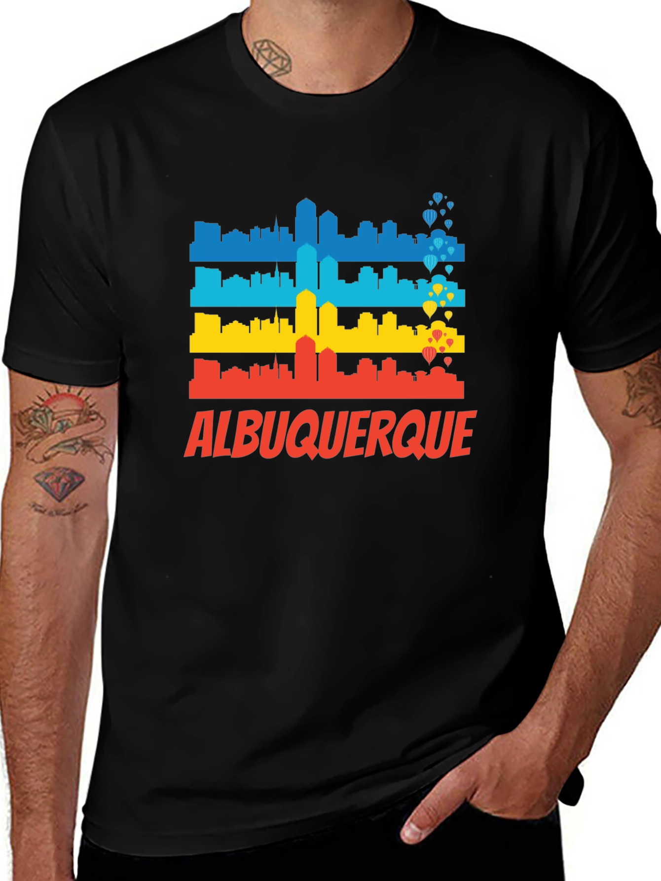 Camiseta Albuquerque Skyline Hombre - Diseño Único