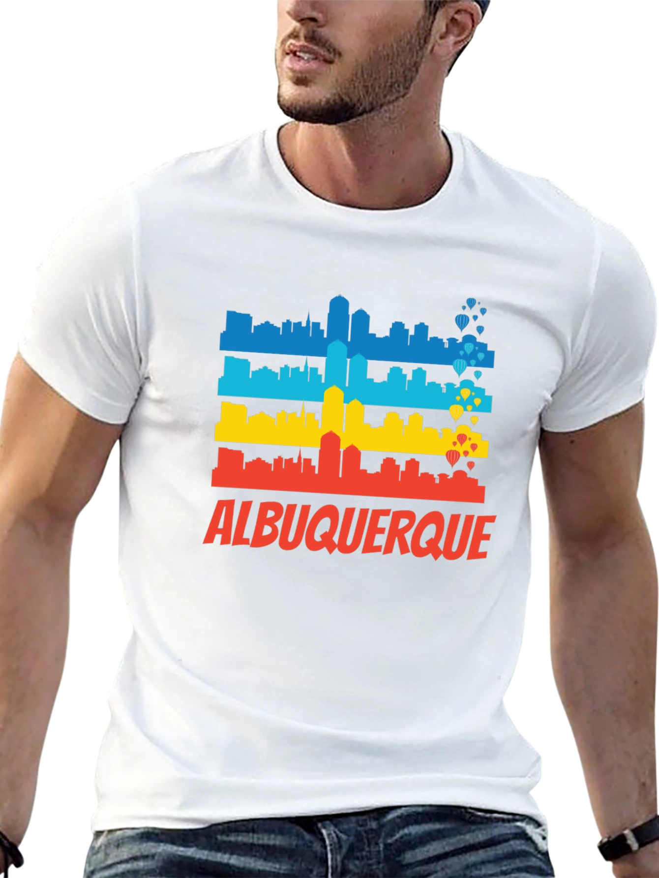 Camiseta Albuquerque Skyline Hombre - Diseño Único