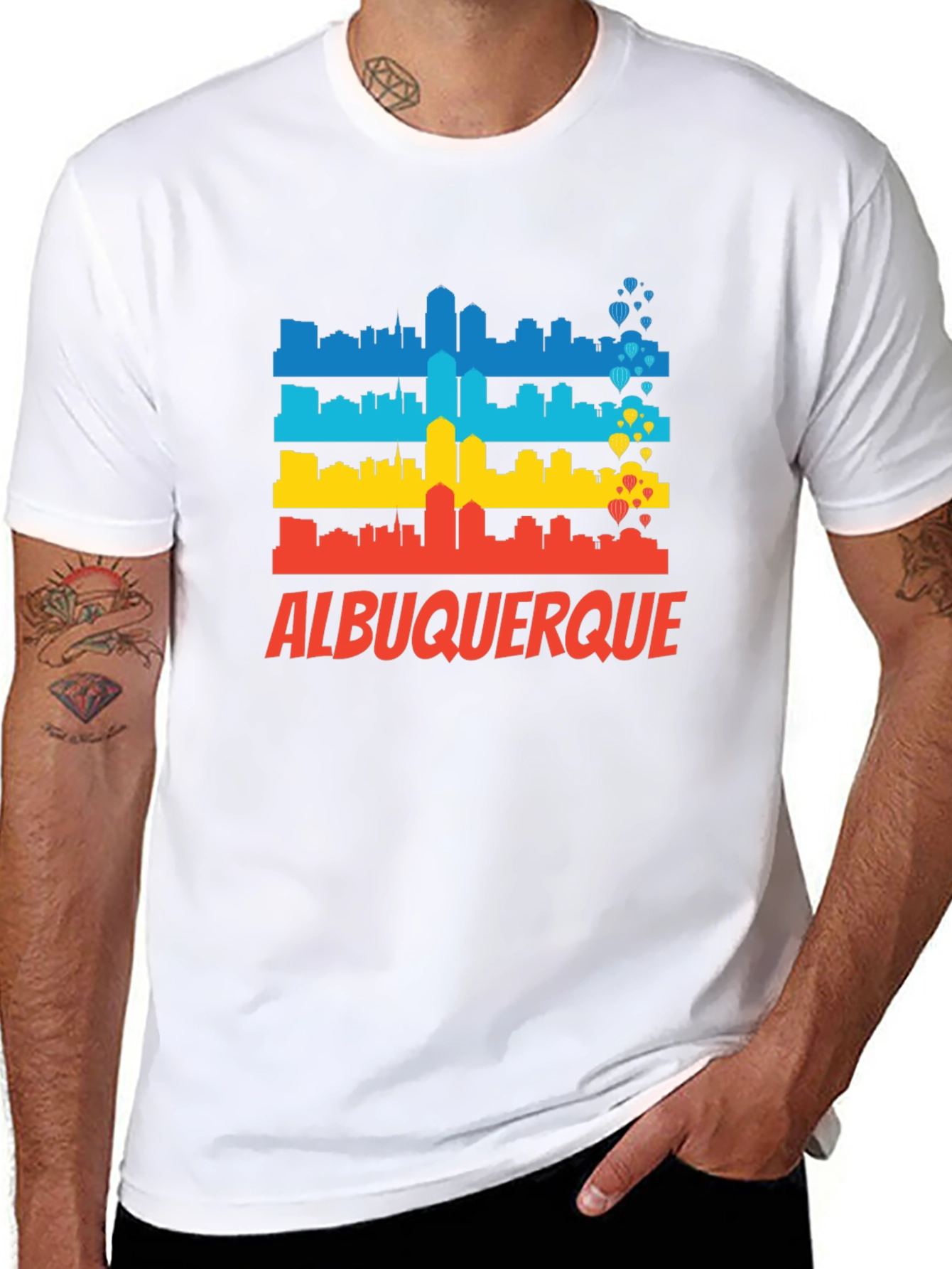 Camiseta Albuquerque Skyline Hombre - Diseño Único