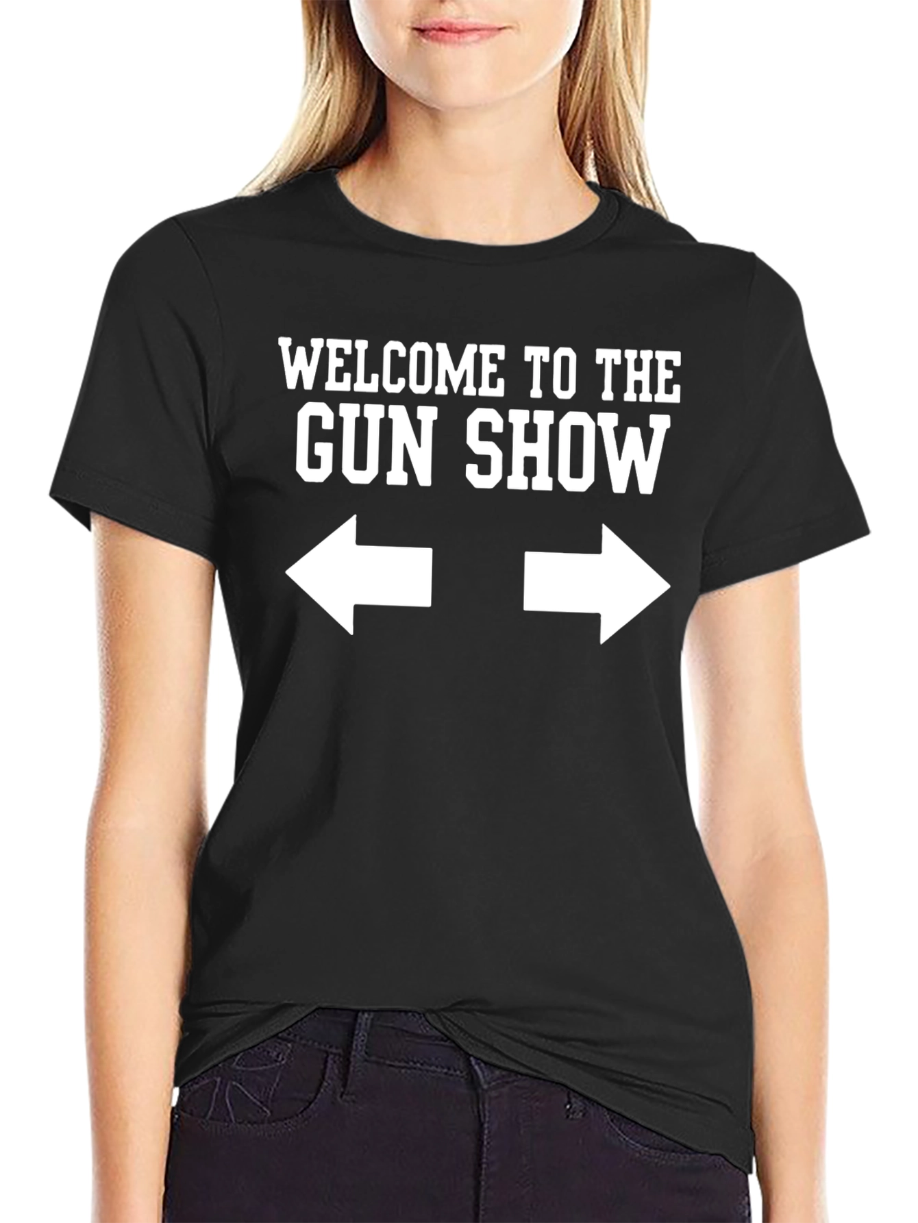 Camiseta Negra Gun Show Humor Adulto