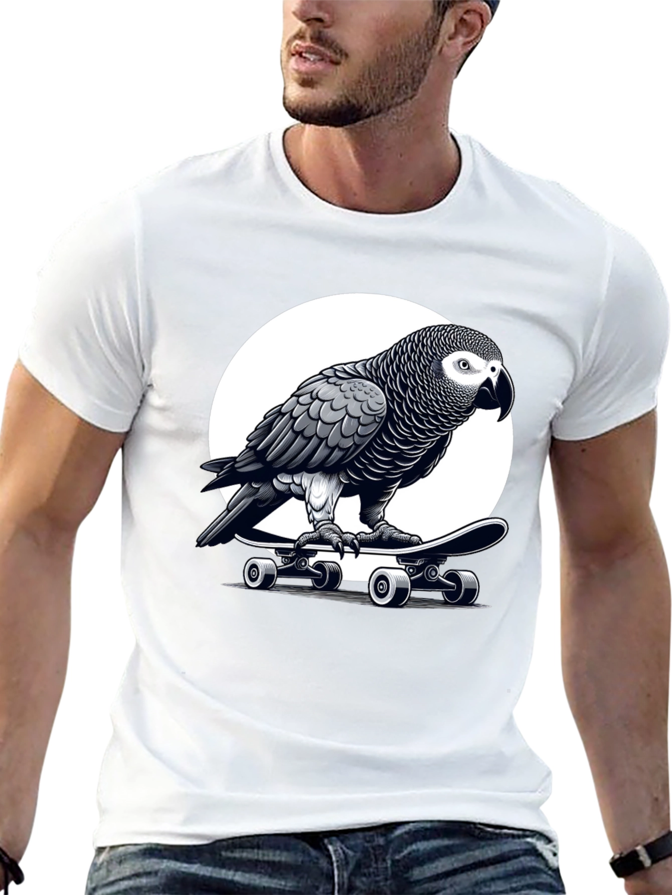 Camiseta Negra con Loro Skater