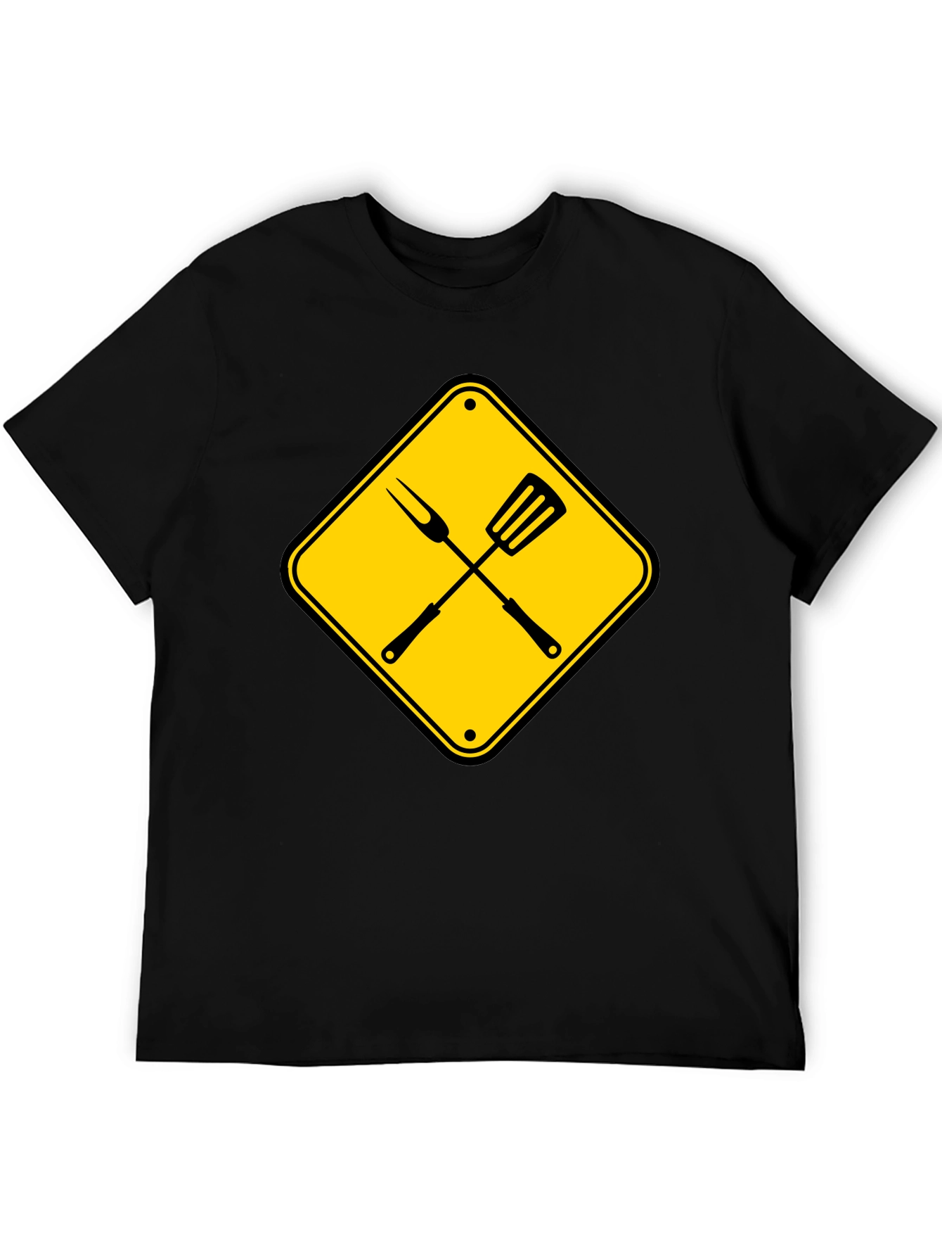 Camiseta Negra con Diseño de Parrilla
