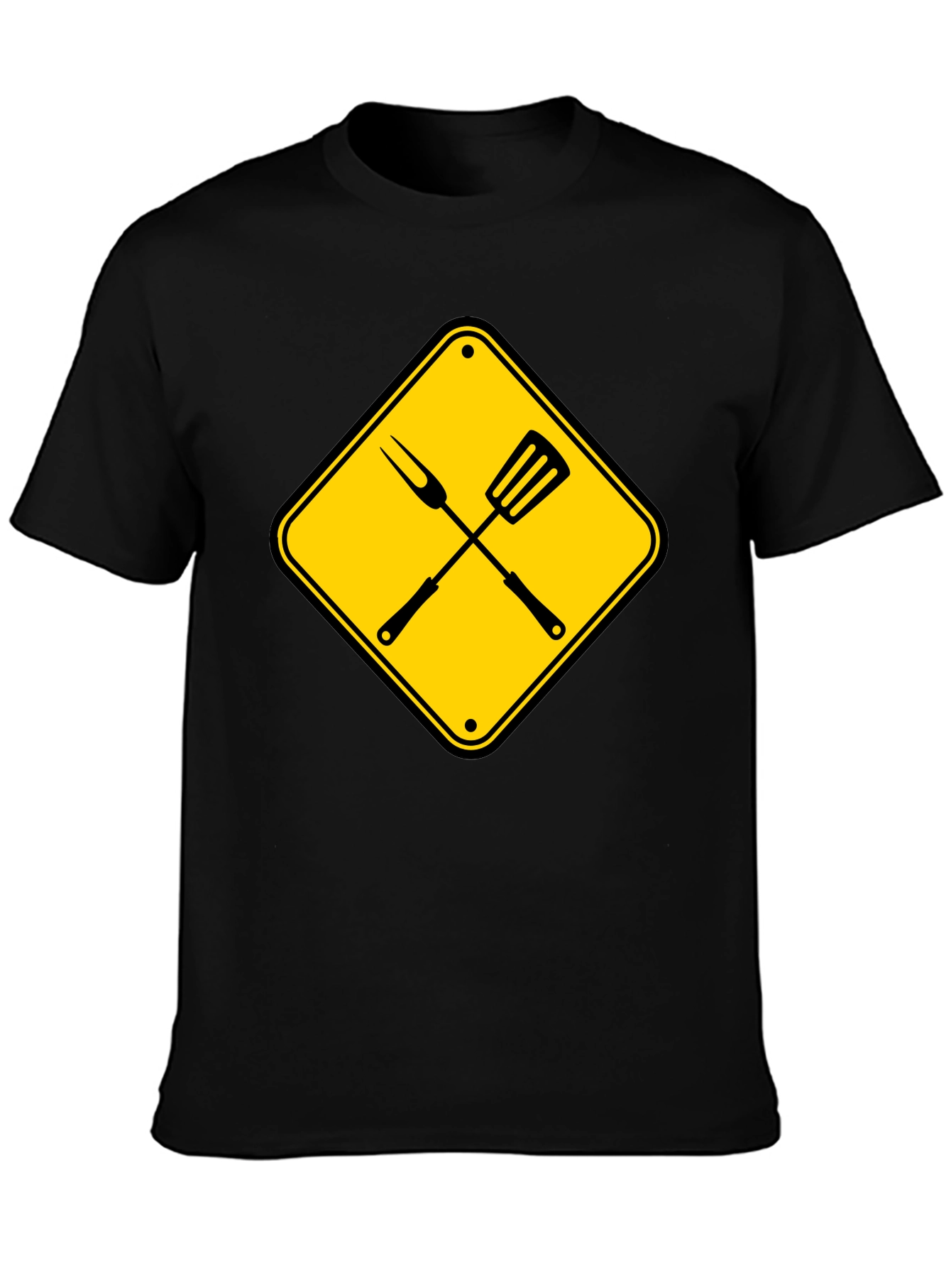Camiseta Negra con Diseño de Parrilla