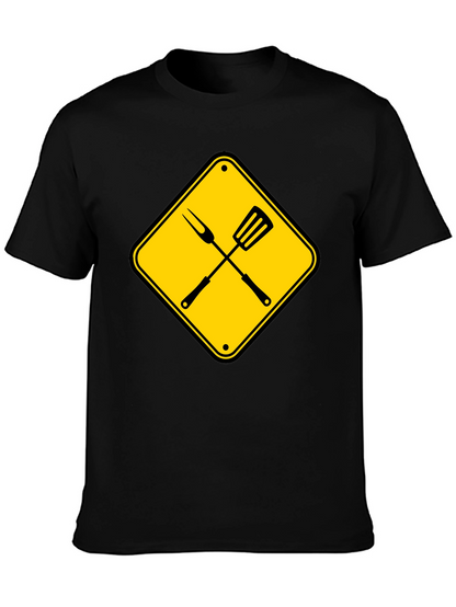 Camiseta Negra con Diseño de Parrilla