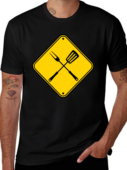 Camiseta Negra con Diseño de Parrilla