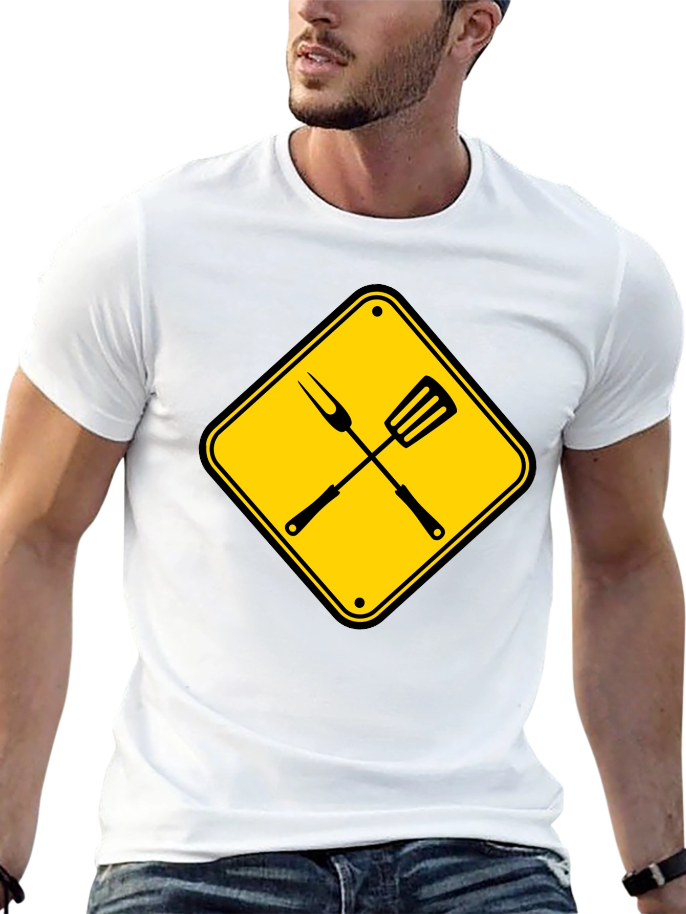 Camiseta Negra con Diseño de Parrilla