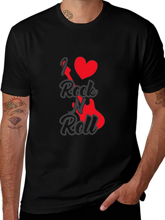 Camiseta Negra I Love Rock N Roll para Hombre