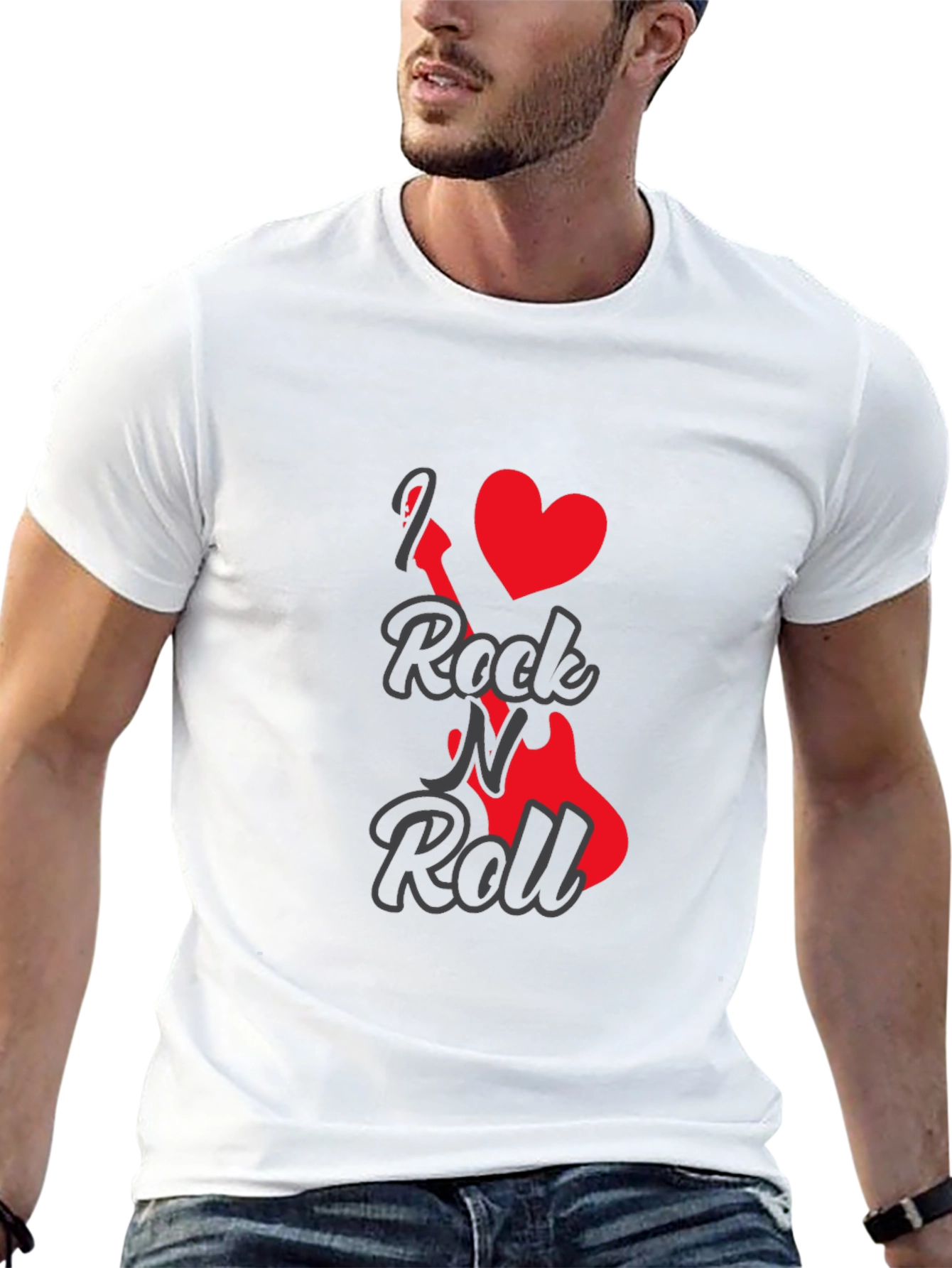 Camiseta Negra I Love Rock N Roll para Hombre