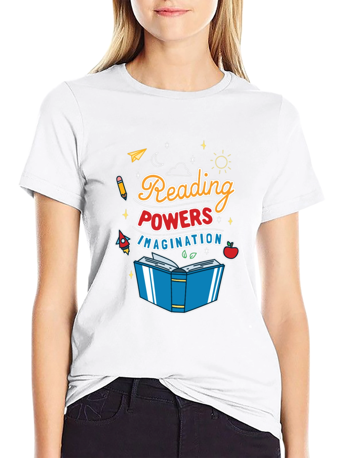 Camiseta Negra Reading Powers Imagination