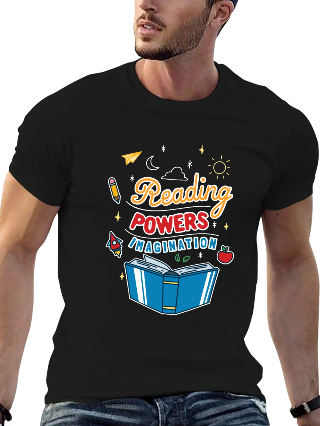 Camiseta Negra Reading Powers Imagination