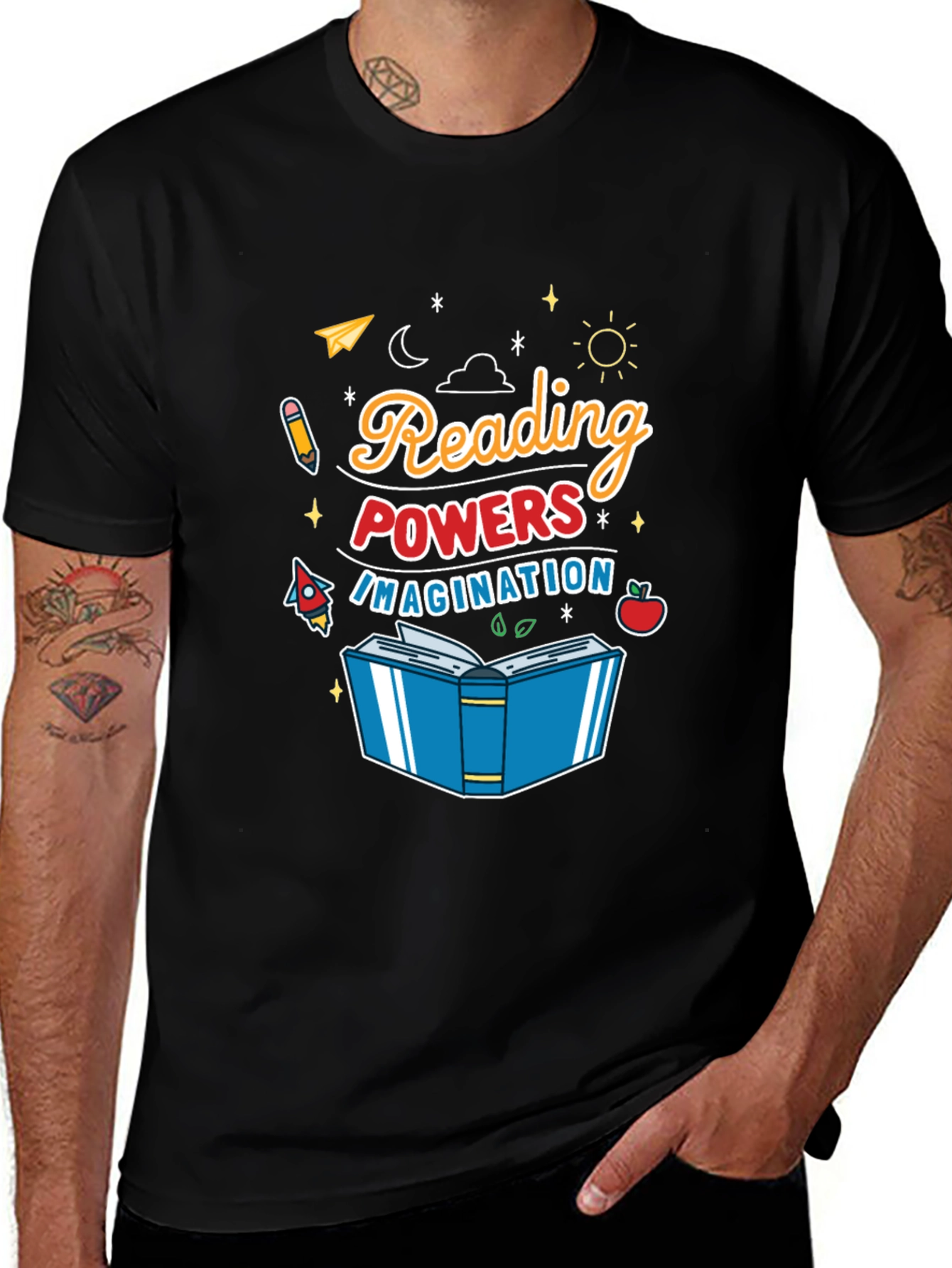 Camiseta Negra Reading Powers Imagination