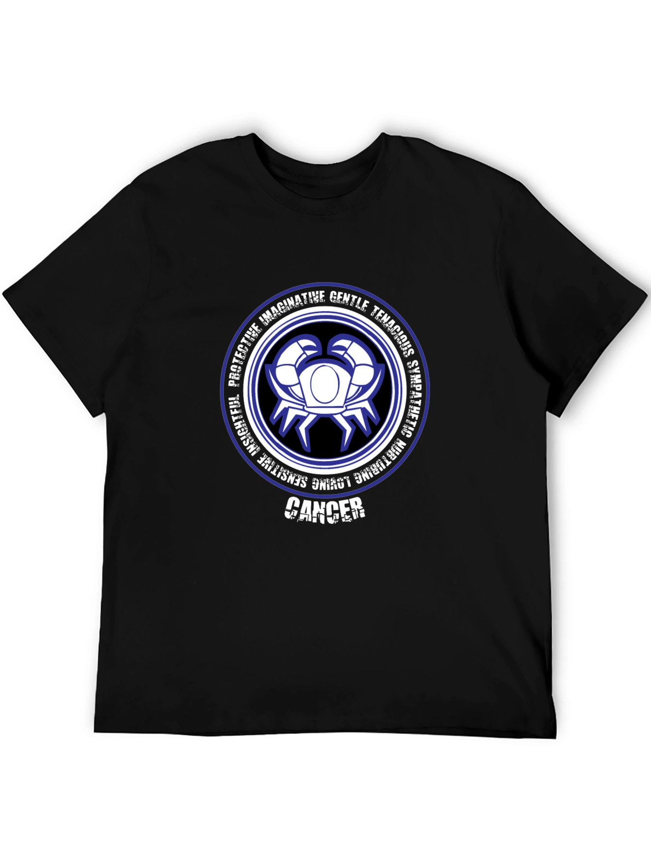 Camiseta Negra Zodiaco Cáncer Diseño Gráfico