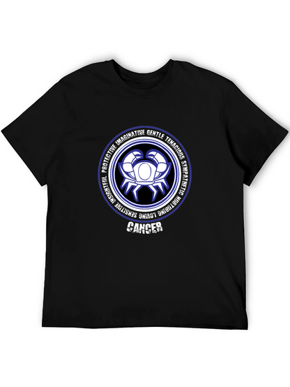 Camiseta Negra Zodiaco Cáncer Diseño Gráfico
