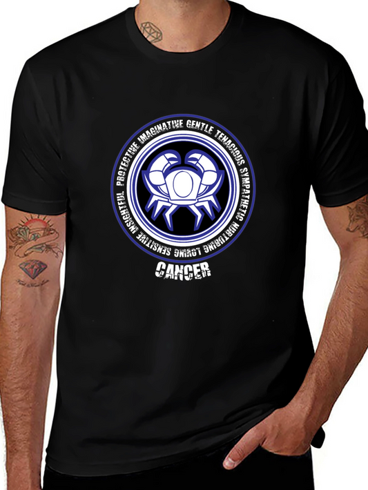 Camiseta Negra Zodiaco Cáncer Diseño Gráfico