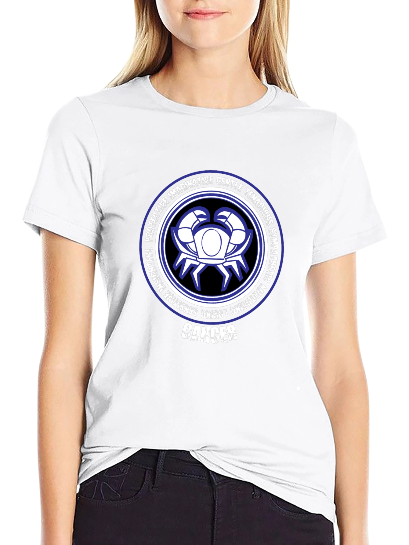 Camiseta Negra Zodiaco Cáncer Diseño Gráfico