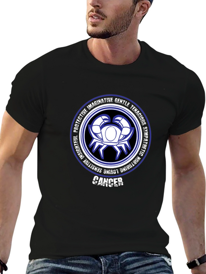 Camiseta Negra Zodiaco Cáncer Diseño Gráfico
