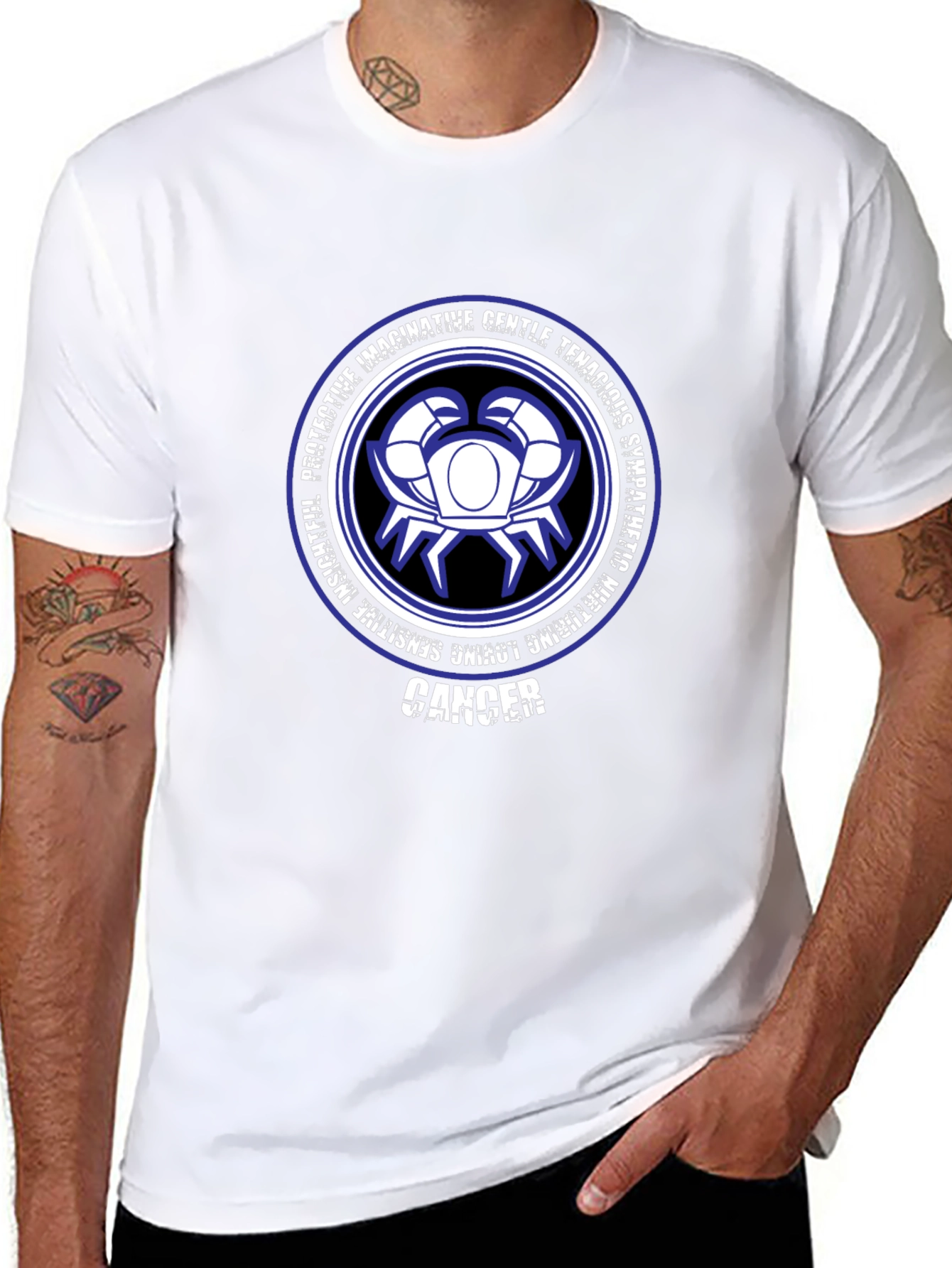 Camiseta Negra Zodiaco Cáncer Diseño Gráfico
