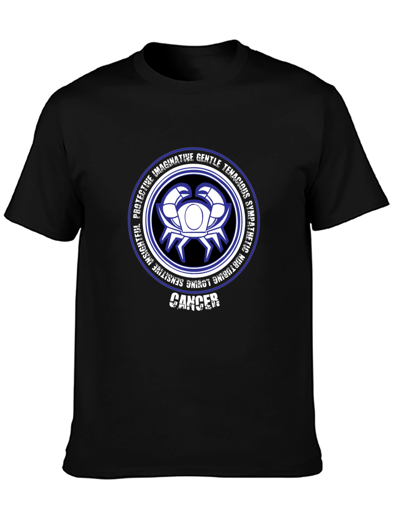 Camiseta Negra Zodiaco Cáncer Diseño Gráfico