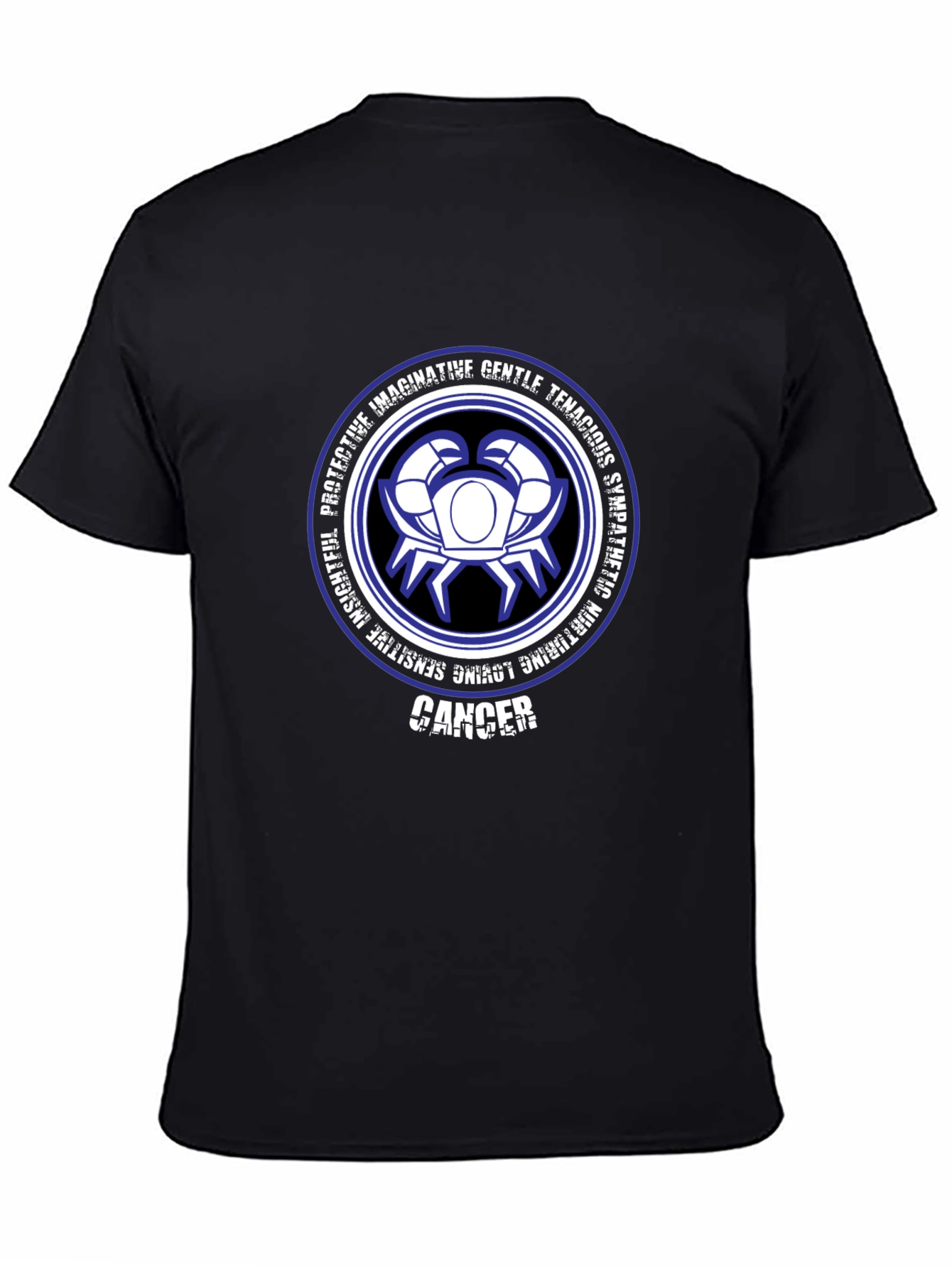 Camiseta Negra Zodiaco Cáncer Diseño Gráfico