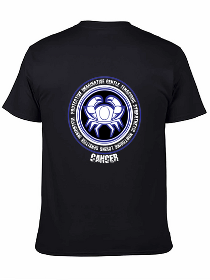 Camiseta Negra Zodiaco Cáncer Diseño Gráfico