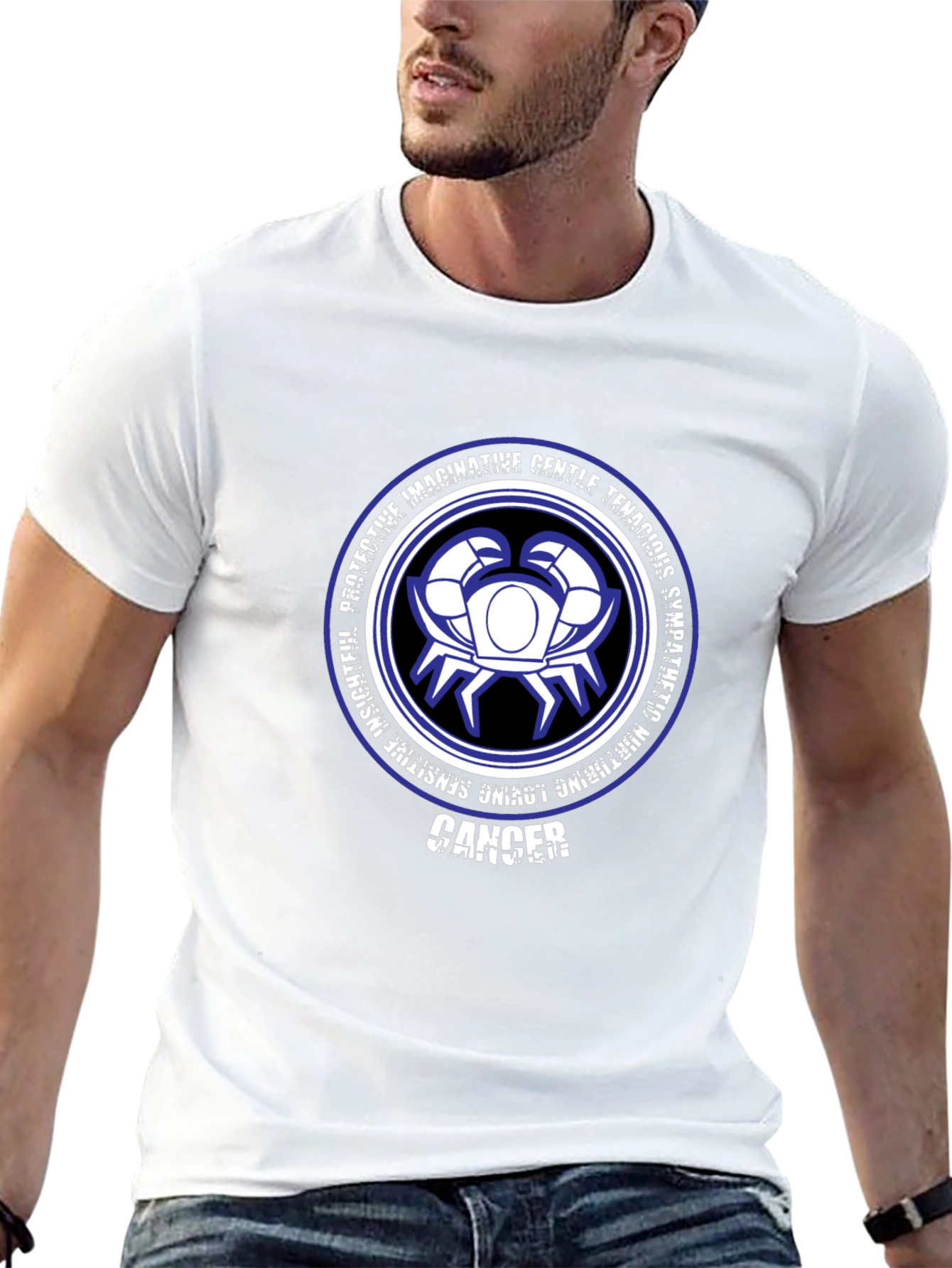 Camiseta Negra Zodiaco Cáncer Diseño Gráfico