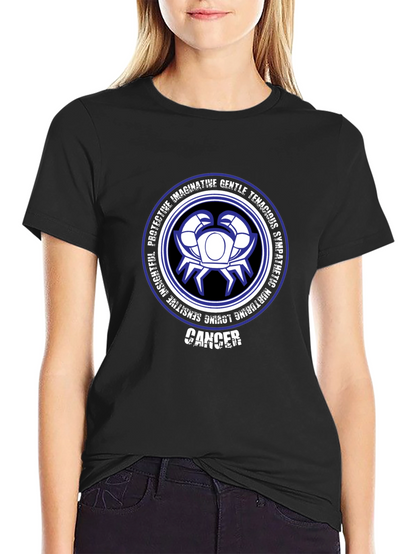 Camiseta Negra Zodiaco Cáncer Diseño Gráfico