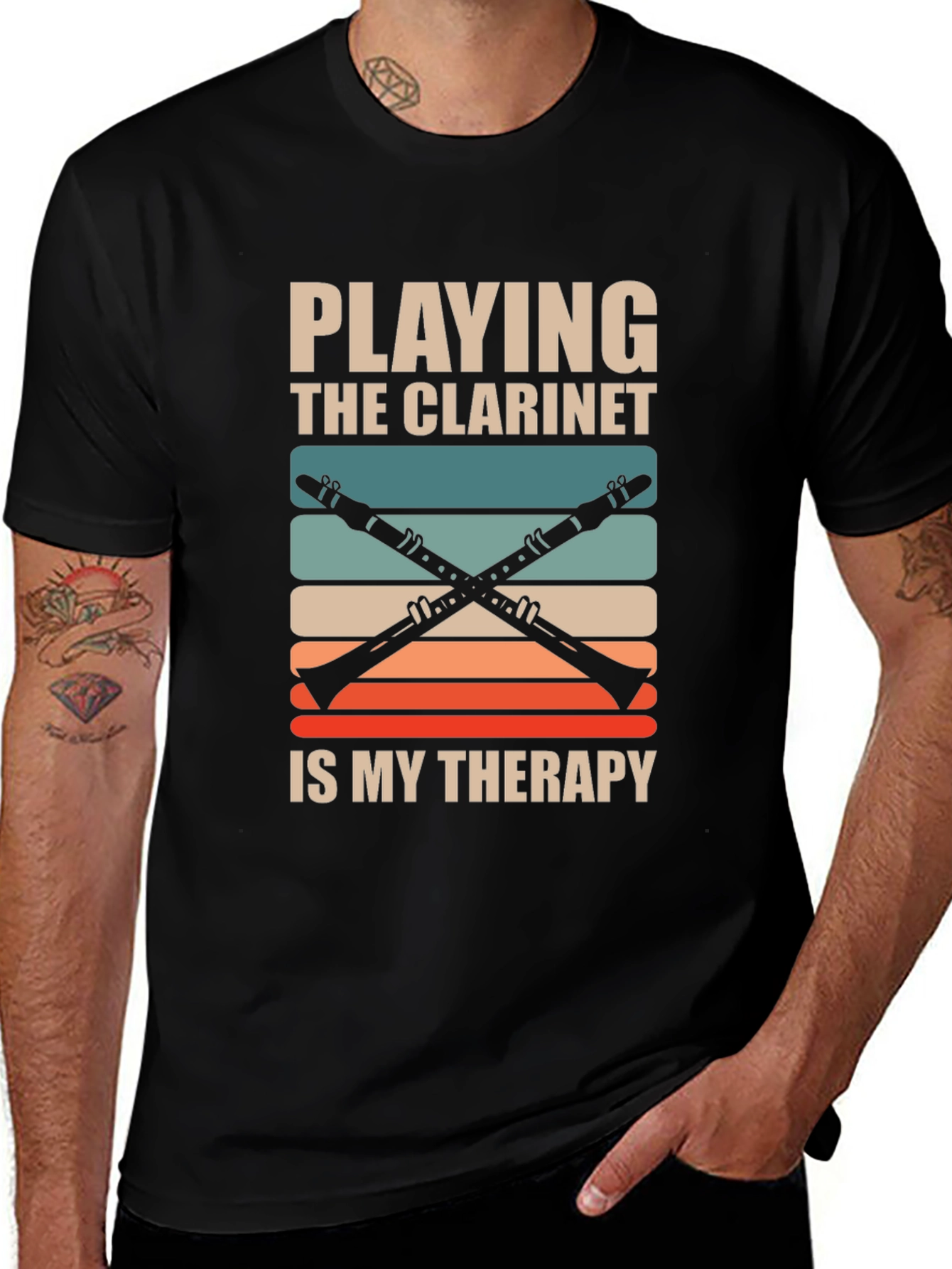 Camiseta Negra Playing Clarinet