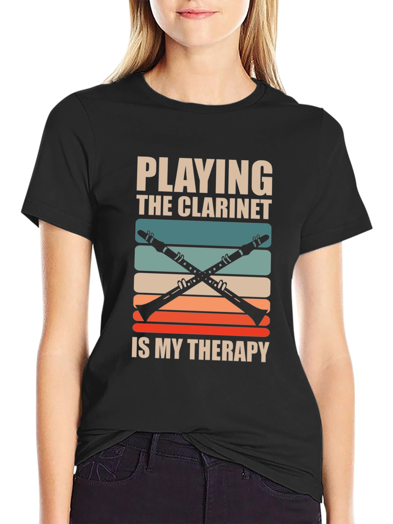Camiseta Negra Playing Clarinet