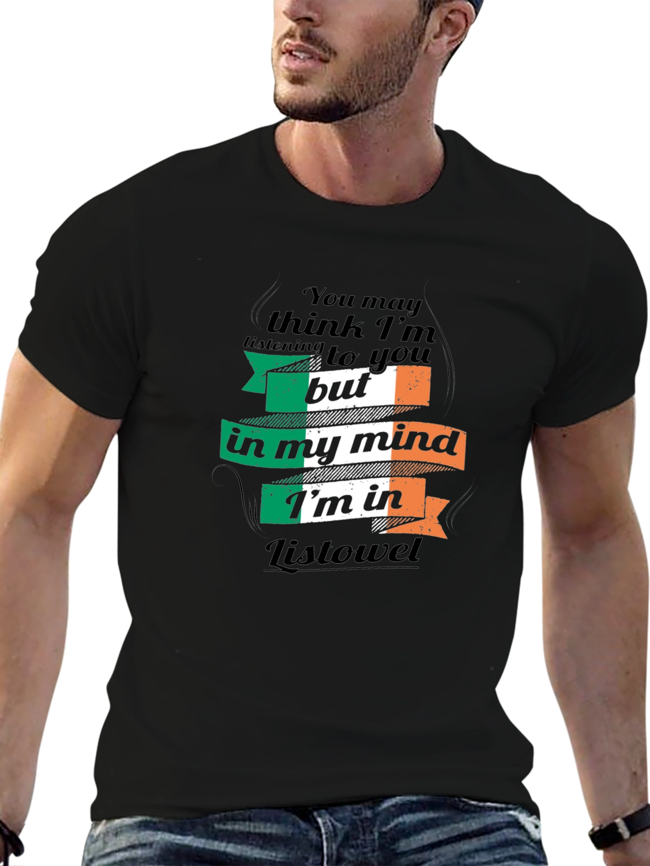 Camiseta Negra: Pensando en Listowel Irlanda