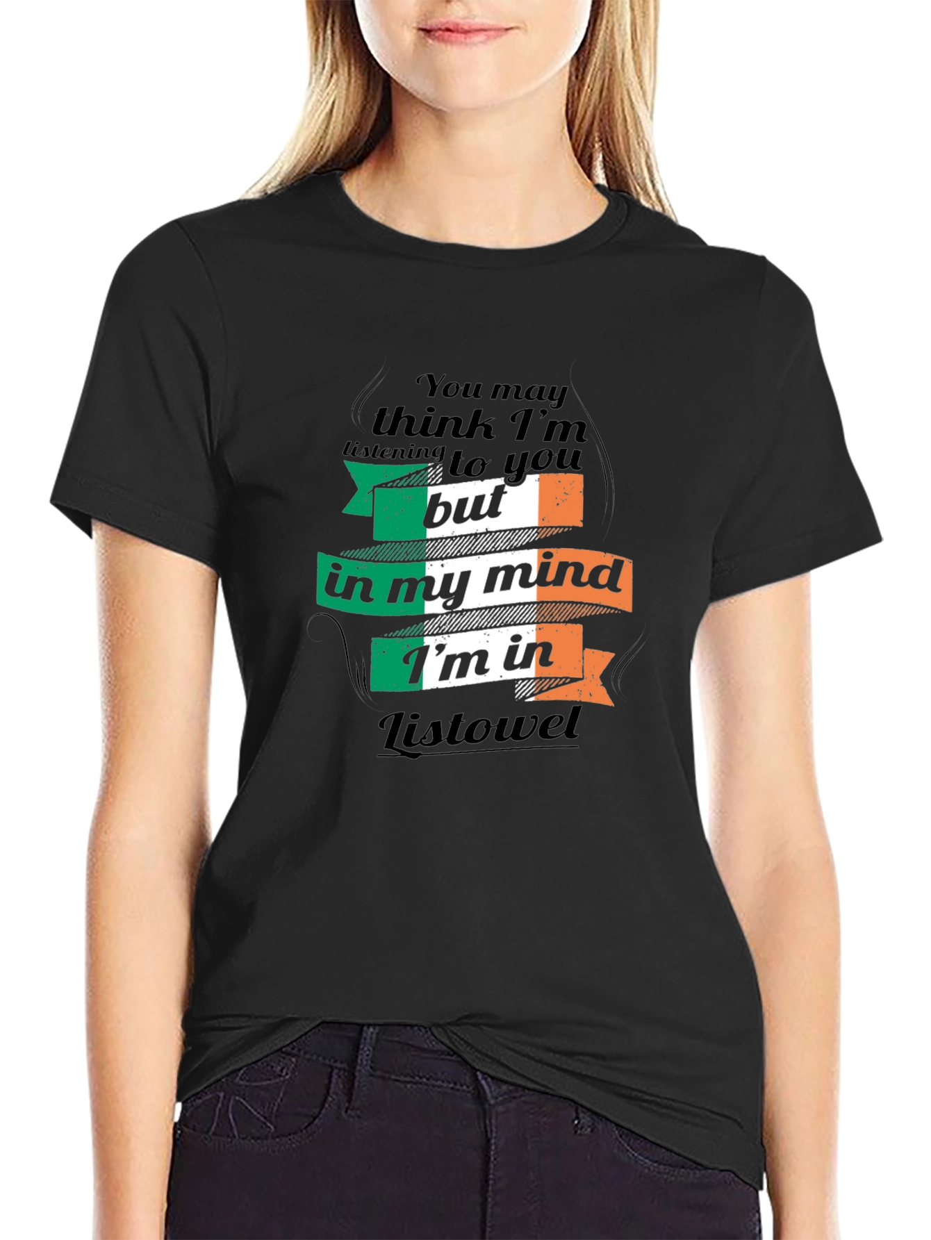 Camiseta Negra: Pensando en Listowel Irlanda