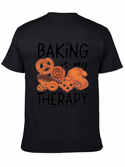 Camiseta Negra Hornear es mi terapia