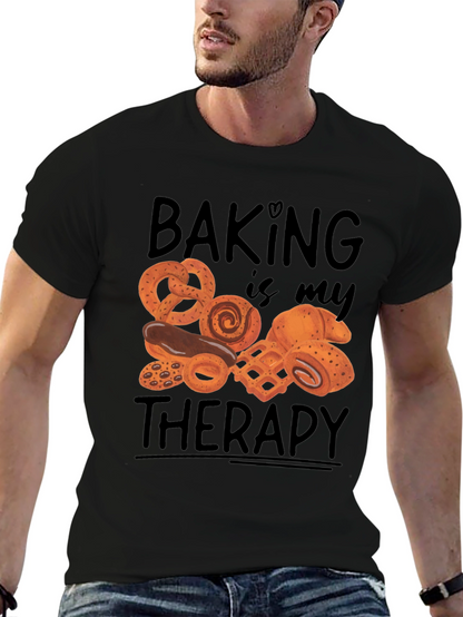 Camiseta Negra Hornear es mi terapia