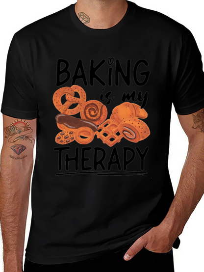 Camiseta Negra Hornear es mi terapia