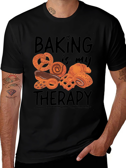 Camiseta Negra Hornear es mi terapia