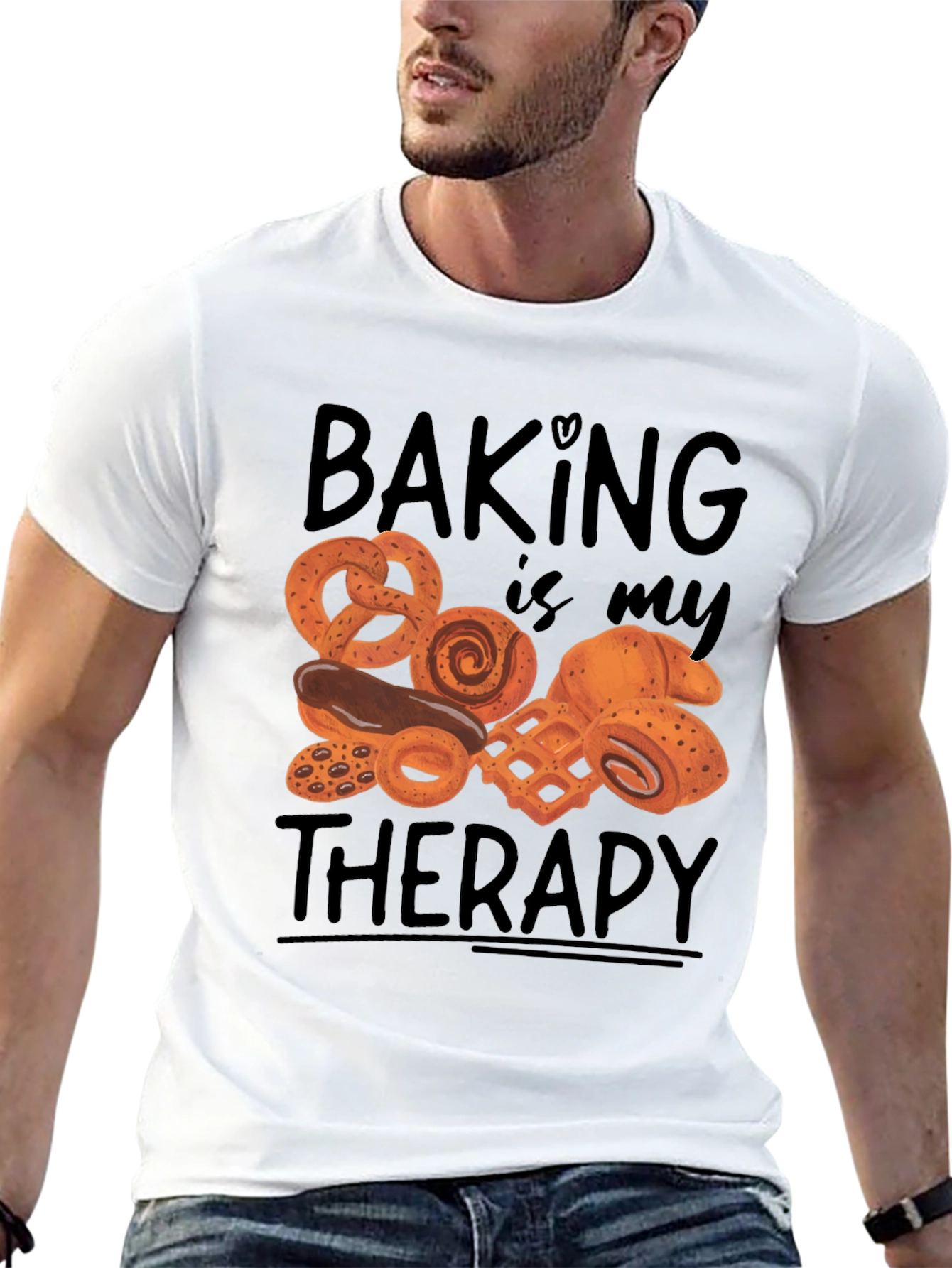 Camiseta Negra Hornear es mi terapia