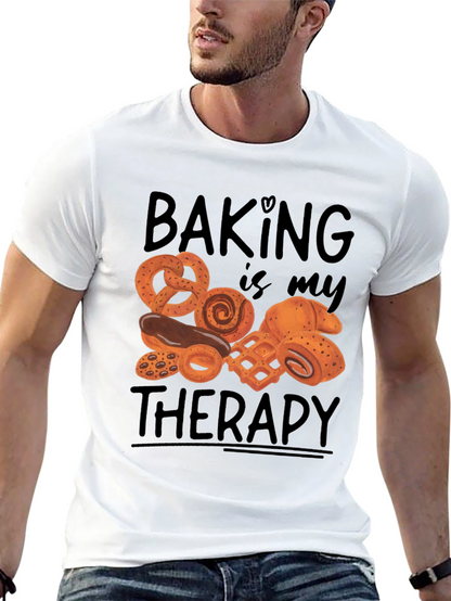 Camiseta Negra Hornear es mi terapia