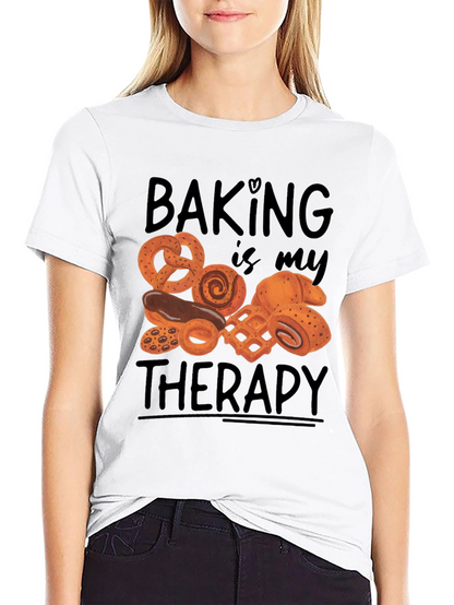 Camiseta Negra Hornear es mi terapia