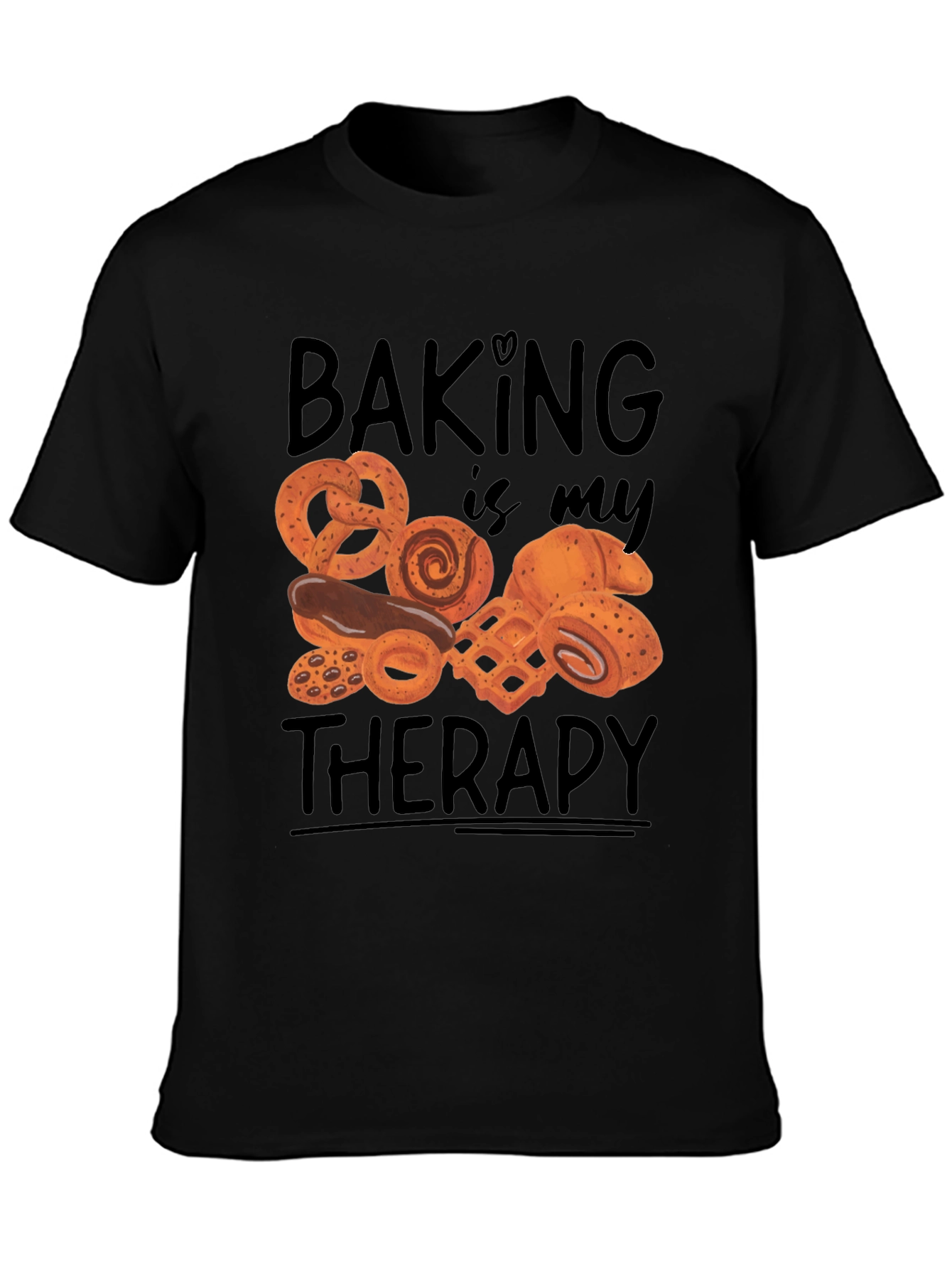 Camiseta Negra Hornear es mi terapia